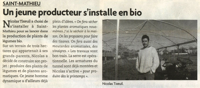 Article le jardin albert jeune producteur installe en bio